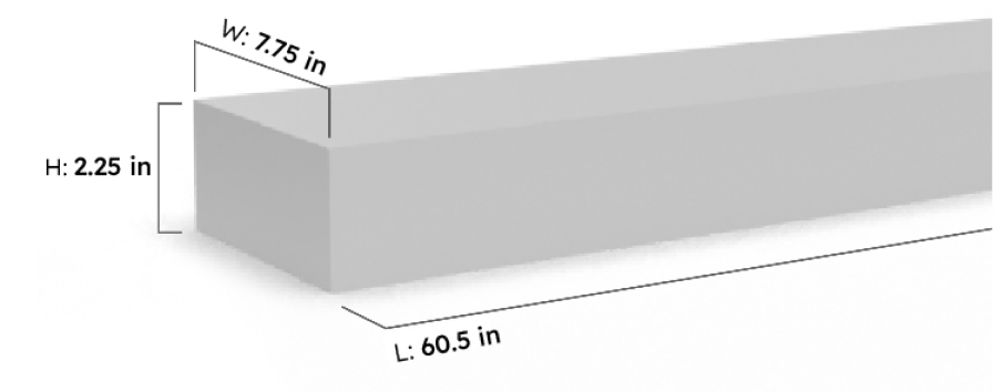 Width, height and length dimensions for the packaging box